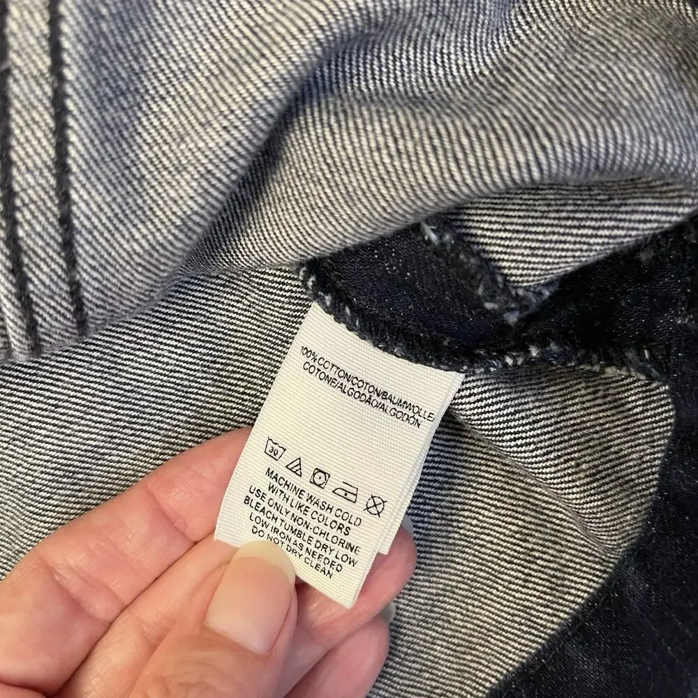 Free People Mini Skirt 2 Blue Denim Button Front 100% Cotton Dark Wash Pockets